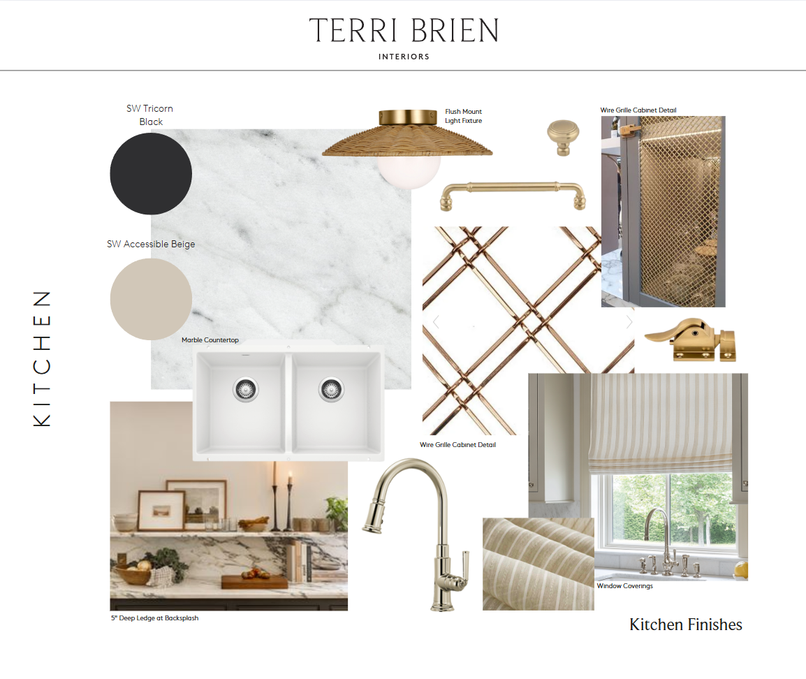 A moodboard from an Orange County Interior Designer, Terri Brien Interiors