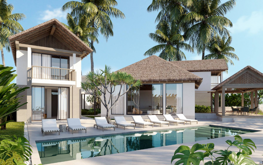 Outdoor pool lounge area in a Pacific Palisades rebuild